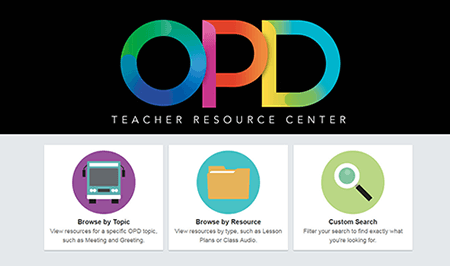Teacher Resource Center menu