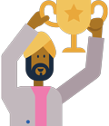 Man with a trophy icon